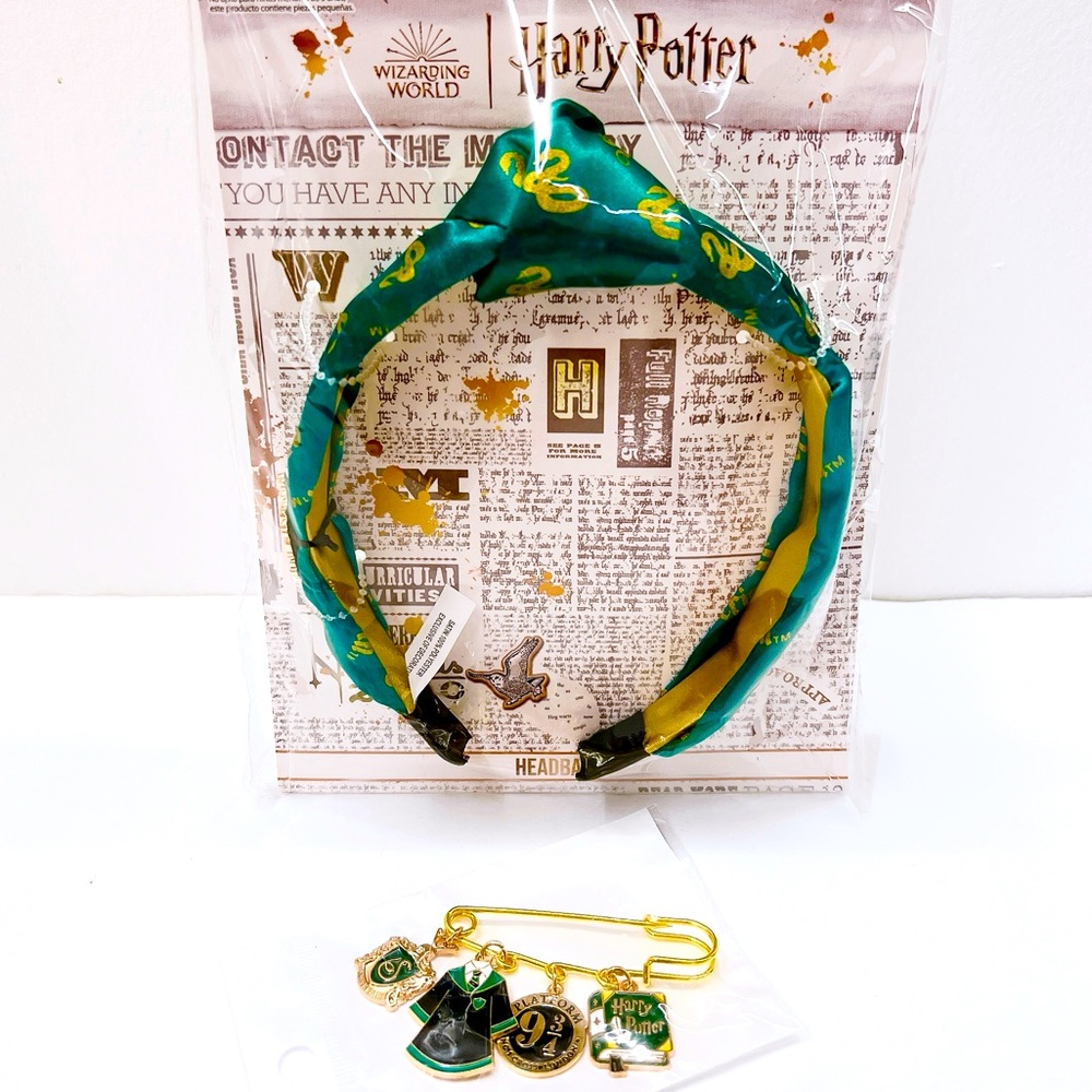 NEW! Harry Potter Slytherin House Headband Metal House Logo Emblem Pin Brooches